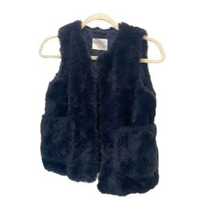 Zara navy blue fur vest girls 8-9